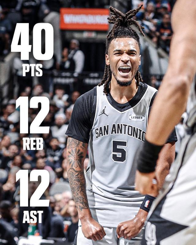 乐鱼体育-文班队友比肩张伯伦！卡斯尔轰出历史级40+三双